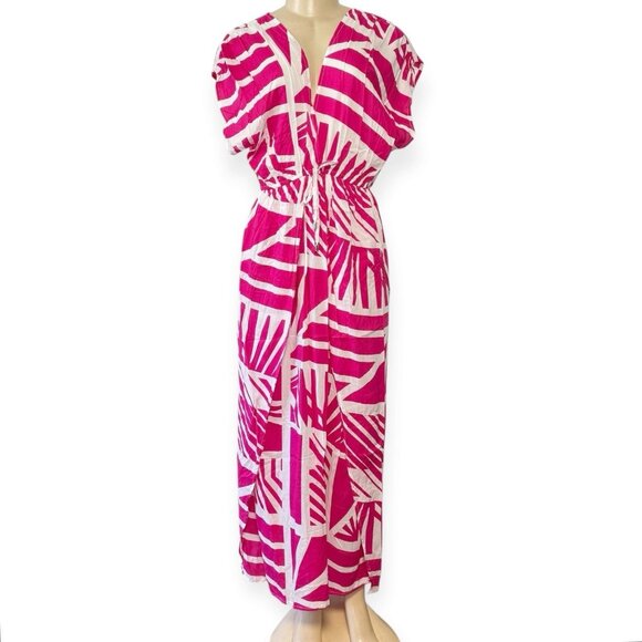 Elan Resortwear Maxi Dress Swim Slit Cover Up Pink Beach Boho Pool S - Picture 4 of 14